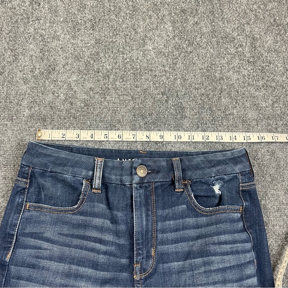 AMERICAN EAGLE Women’s Curvy Hi-Rise Jegging Next Level Stretch distressed sz 10 - Picture 4 of 9